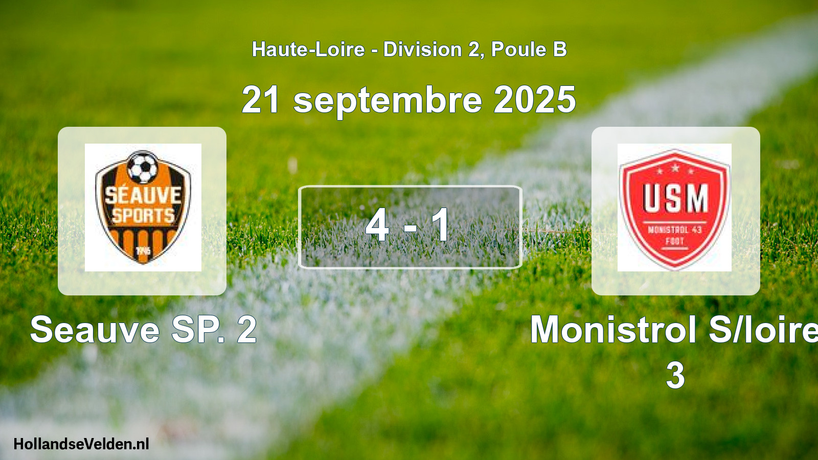 Gespeelde wedstrijd: Seauve SP. 2 - Monistrol S/loire 3 4 - 1 (21 september 2025)