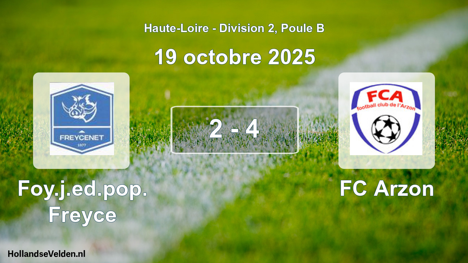 Gespeelde wedstrijd: Foy.j.ed.pop. Freyce - FC Arzon 2 - 4 (19 oktober 2025)