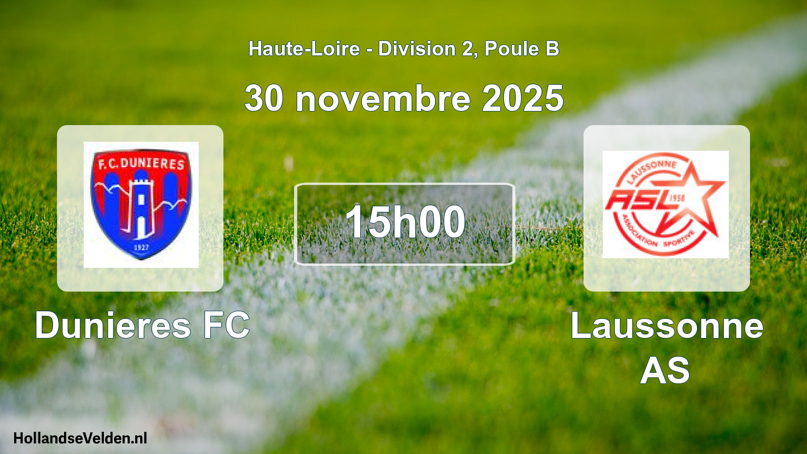 Match programmé: Dunieres FC - Laussonne AS (30 novembre 2025)