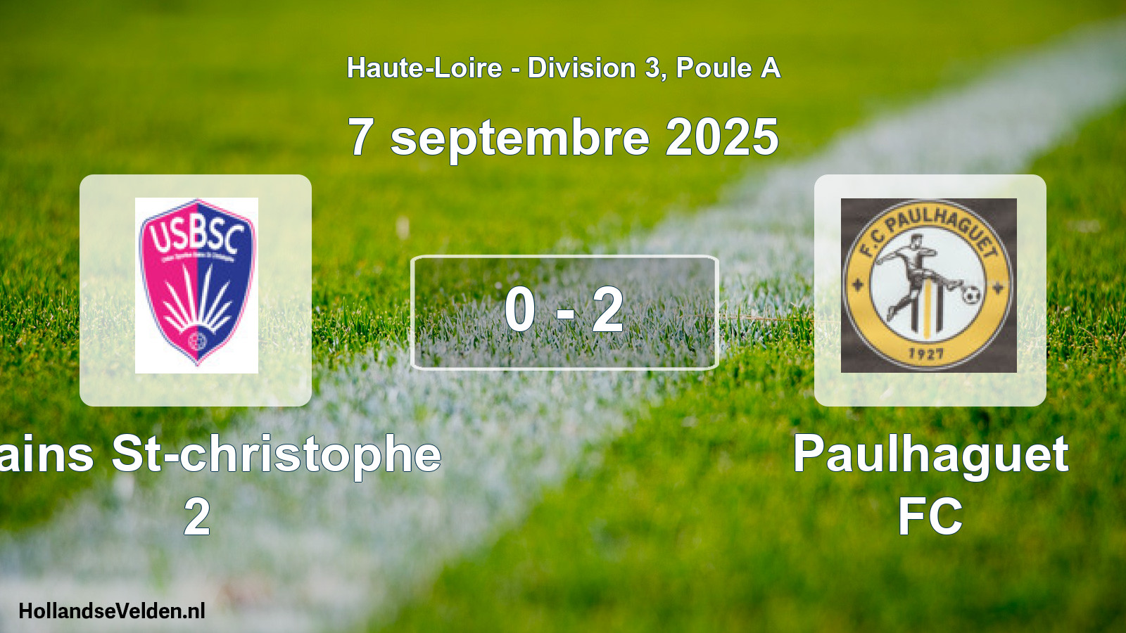 Match joué: Bains St-christophe 2 - Paulhaguet FC 0 - 2 (7 septembre 2025)