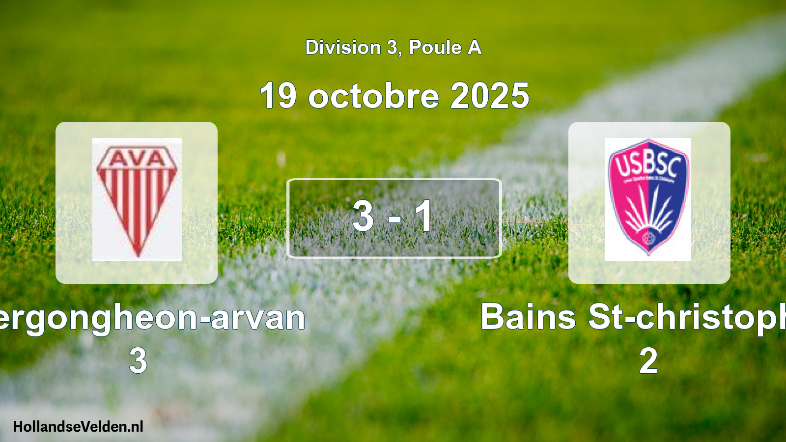Total number of matches played: Vergongheon-arvan 3 - Bains St-christophe 2 3 - 1 (19 October 2025)