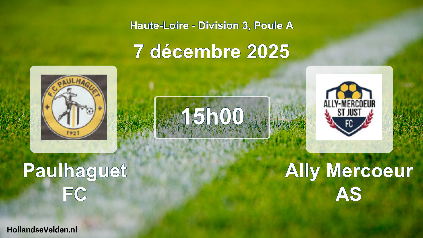 Match programmé: Paulhaguet FC - Ally Mercoeur AS (7 décembre 2025)