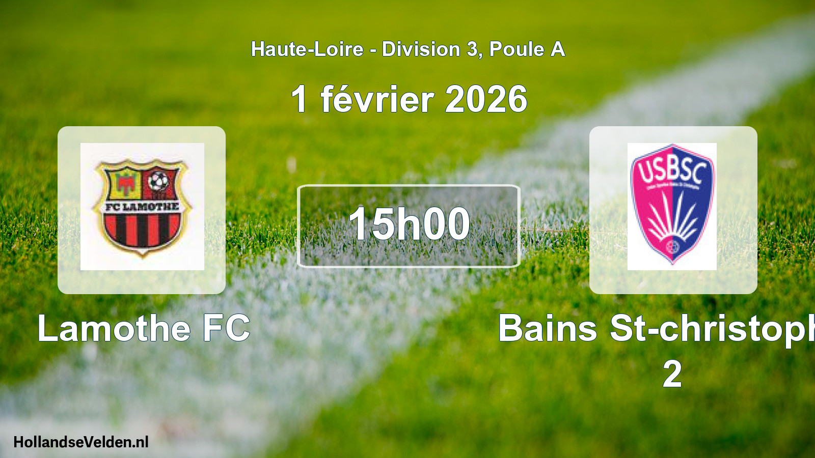 Match programmé: Lamothe FC - Bains St-christophe 2 (1 février 2026)