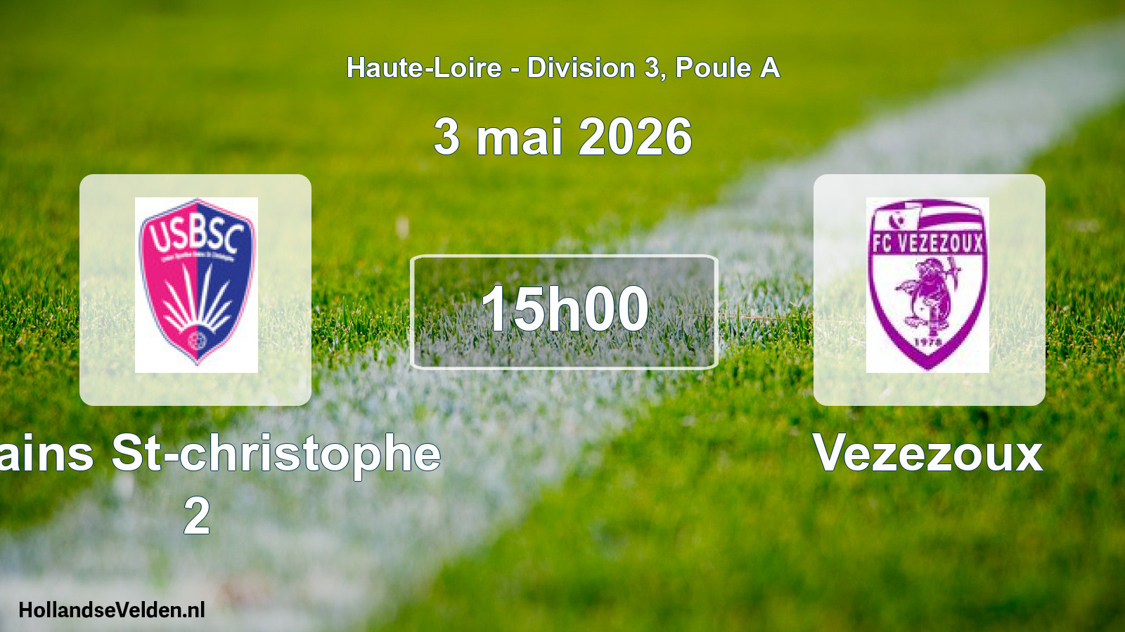 Match programmé: Bains St-christophe 2 - Vezezoux (3 mai 2026)
