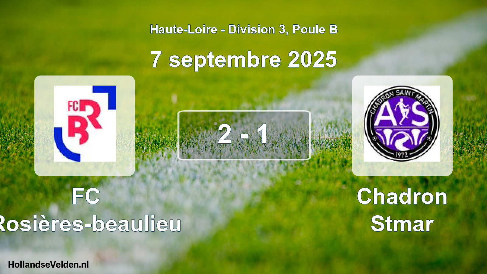 Gespeelde wedstrijd: FC Rosières-beaulieu - Chadron Stmar 2 - 1 (7 september 2025)