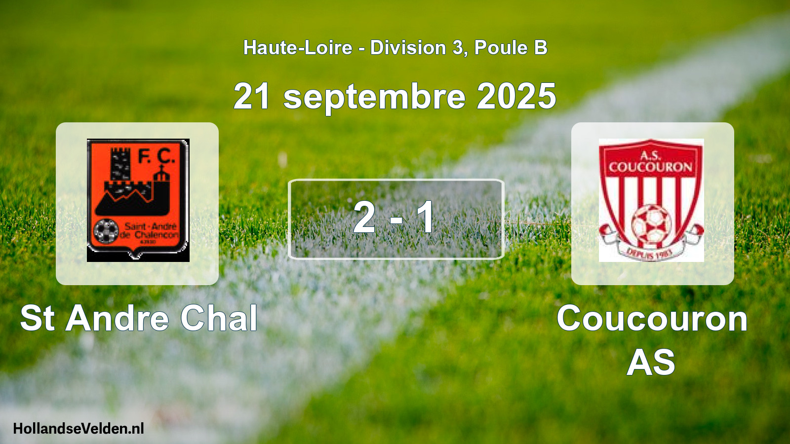 Match joué: St Andre Chal - Coucouron AS 2 - 1 (21 septembre 2025)