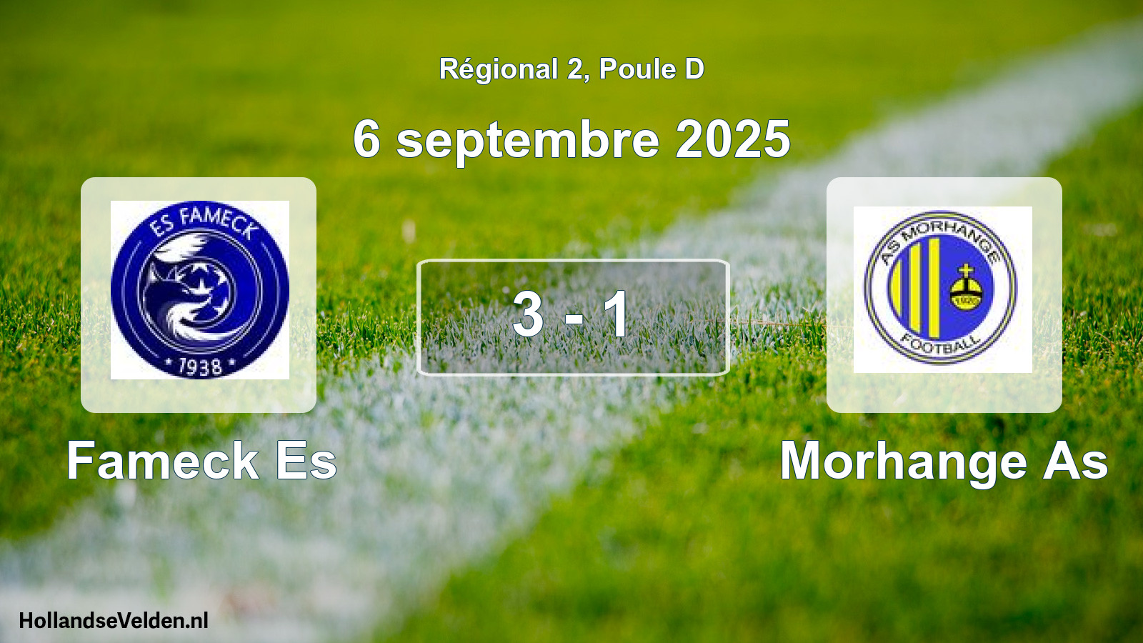 Gespeelde wedstrijd: Fameck Es - Morhange As 3 - 1 (6 september 2025)