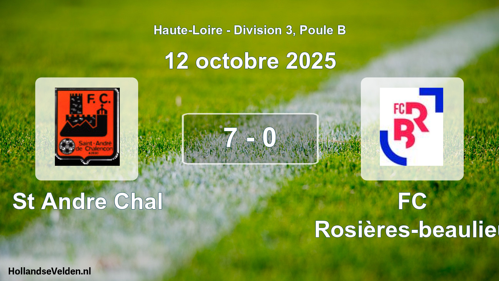 Gespeelde wedstrijd: St Andre Chal - FC Rosières-beaulieu 7 - 0 (12 oktober 2025)