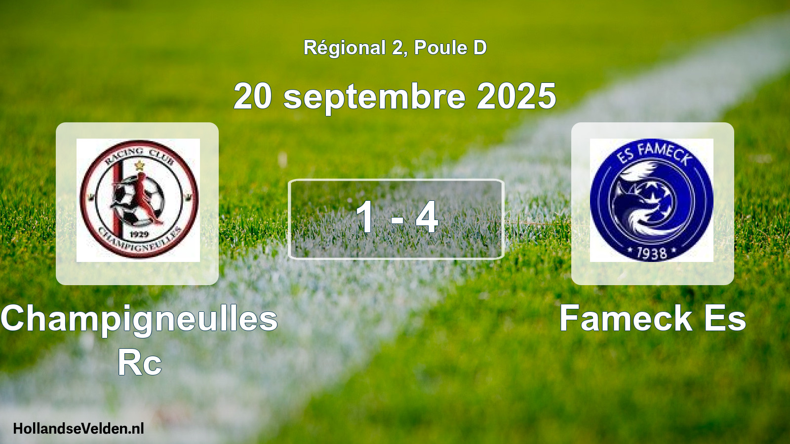 Gespeelde wedstrijd: Champigneulles Rc - Fameck Es 1 - 4 (20 september 2025)