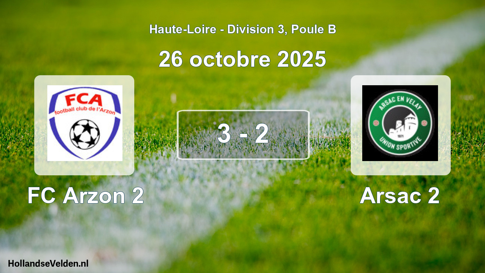 Gespeelde wedstrijd: FC Arzon 2 - Arsac 2 3 - 2 (26 oktober 2025)