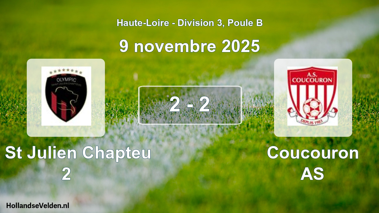 Gespeelde wedstrijd: O. St Julien Chapteu 2 - Coucouron AS 2 - 2 (9 november 2025)