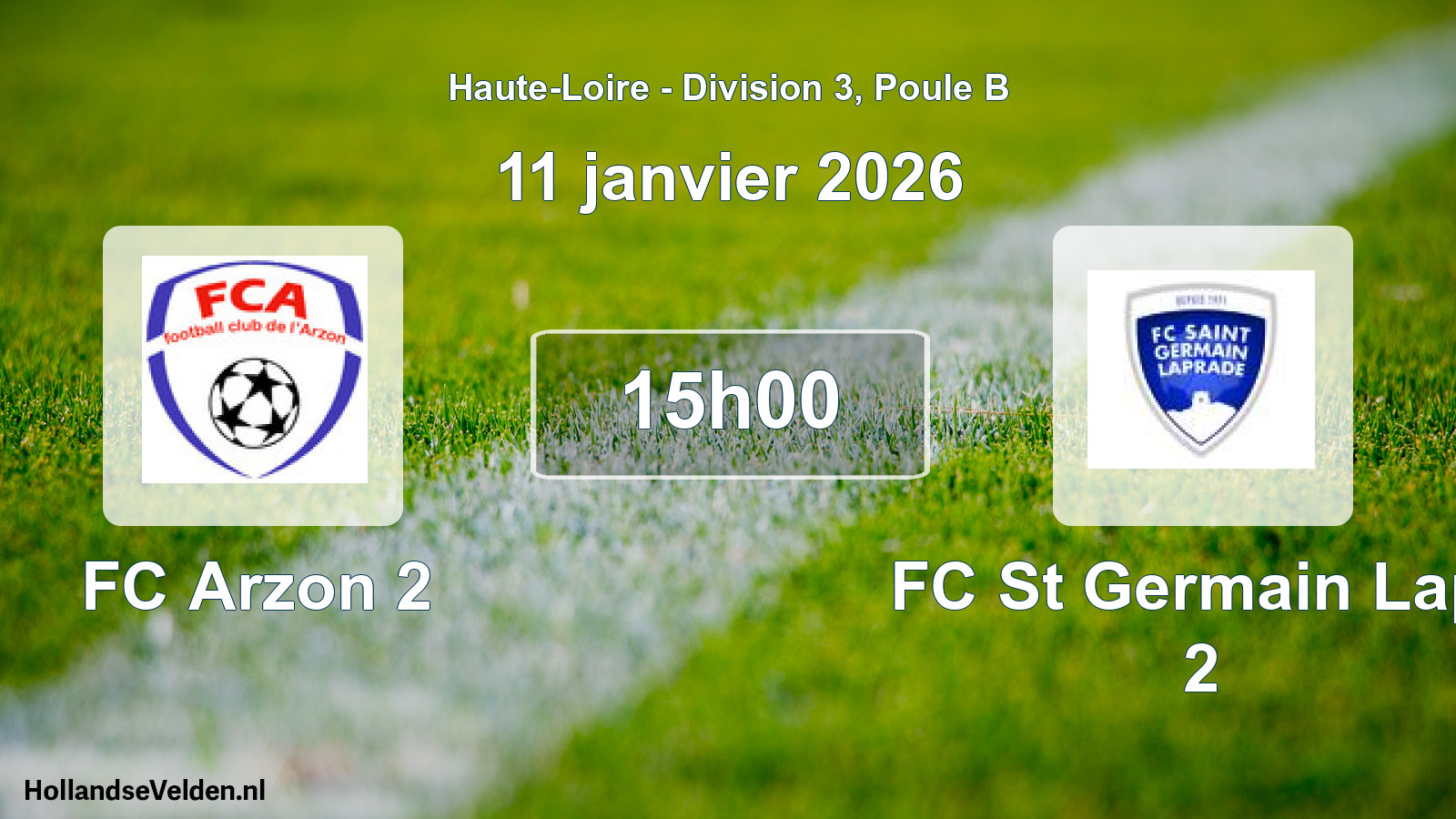 Geplande wedstrijd: FC Arzon 2 - FC St Germain Lapr 2 (11 januari 2026)