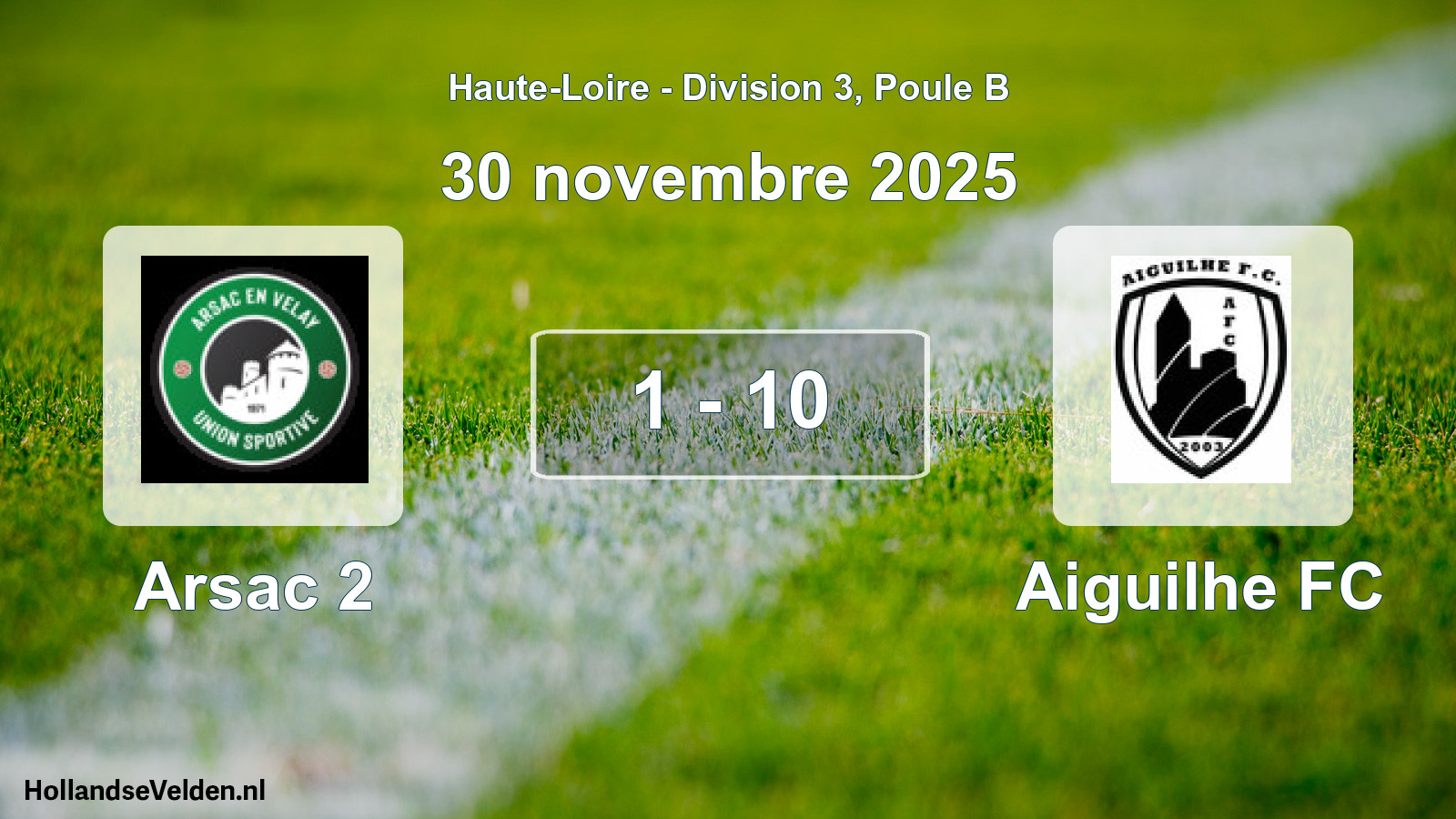Match joué: Arsac 2 - Aiguilhe FC 1 - 10 (30 novembre 2025)