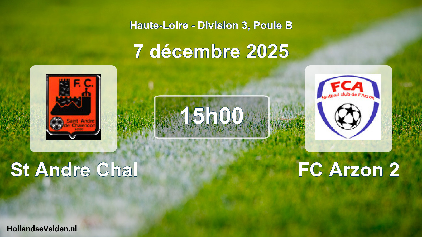 Match programmé: St Andre Chal - FC Arzon 2 (7 décembre 2025)
