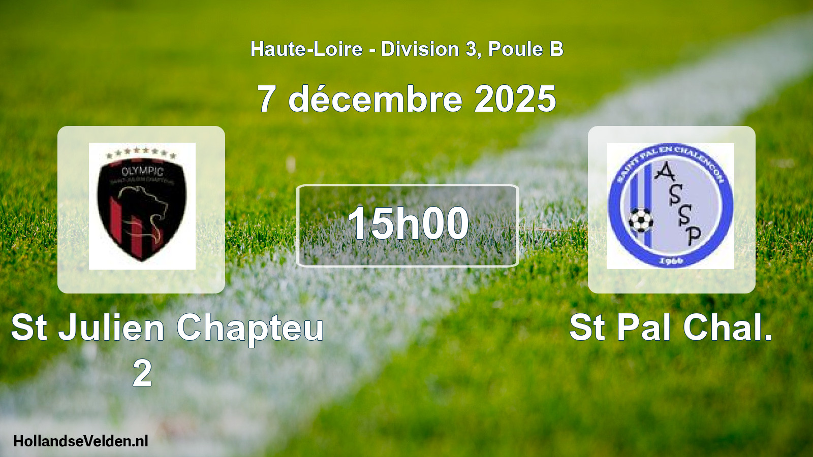 Match programmé: O. St Julien Chapteu 2 - St Pal Chal. (7 décembre 2025)