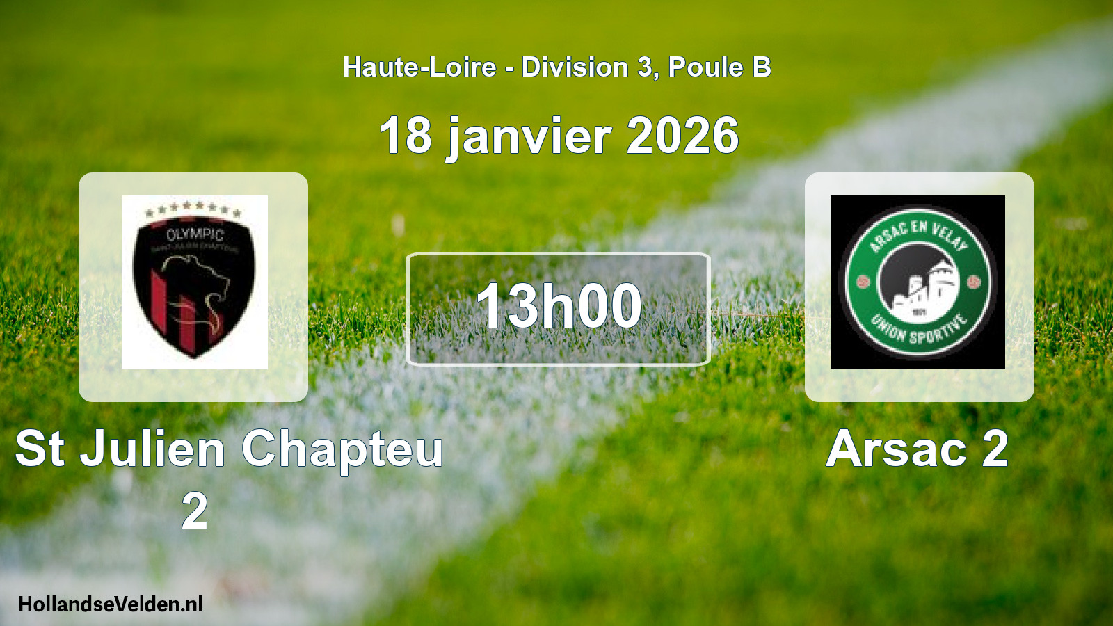 Geplande wedstrijd: O. St Julien Chapteu 2 - Arsac 2 (18 januari 2026)
