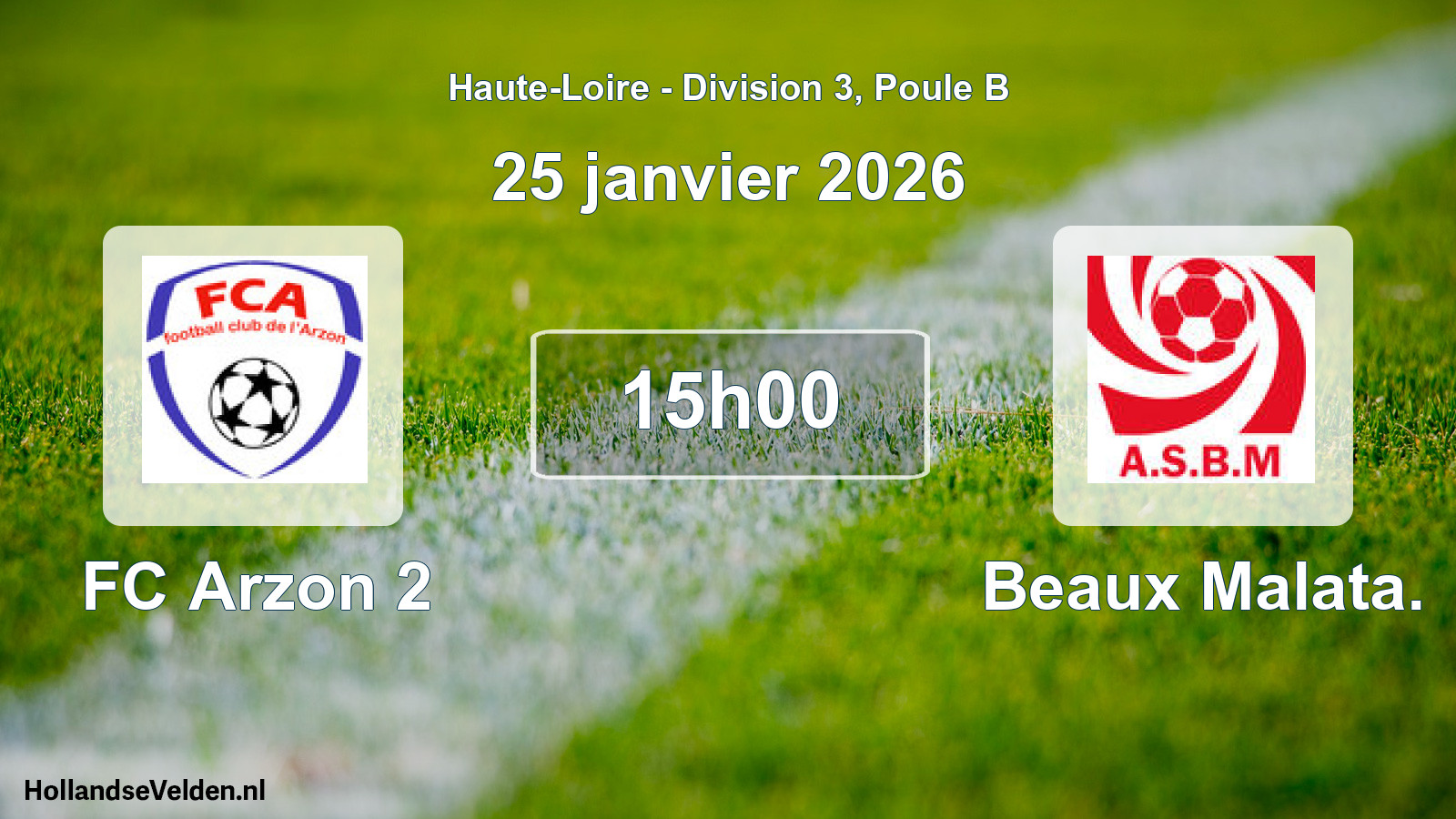 Match programmé: FC Arzon 2 - Beaux Malata. (25 janvier 2026)
