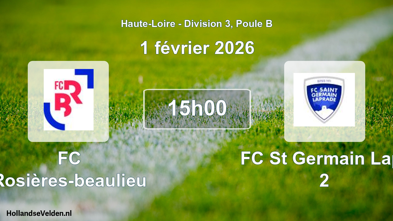 Geplande wedstrijd: FC Rosières-beaulieu - FC St Germain Lapr 2 (1 februari 2026)