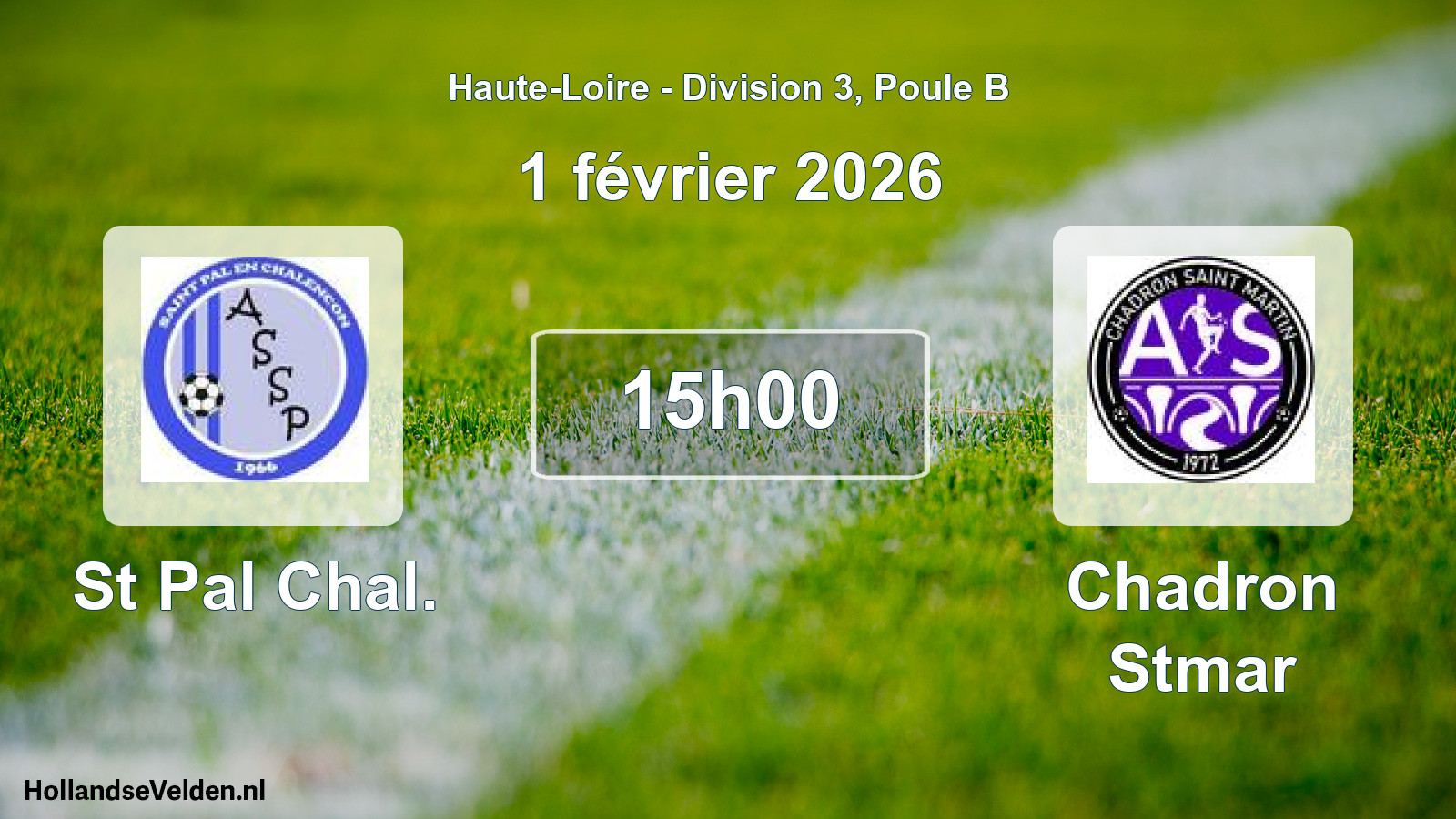 Geplande wedstrijd: St Pal Chal. - Chadron Stmar (1 februari 2026)