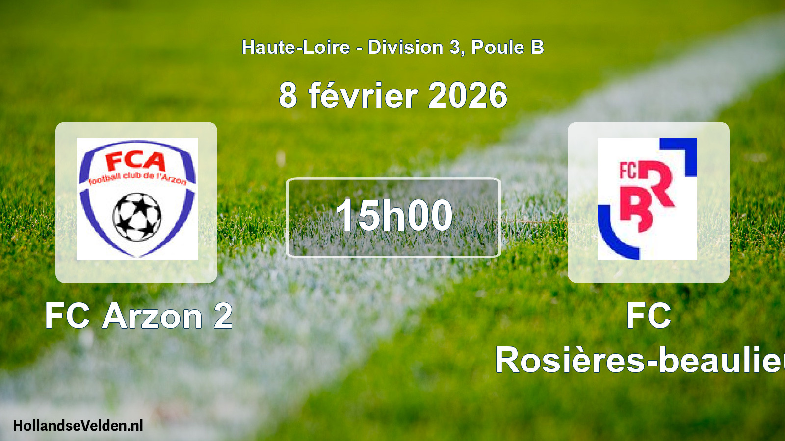 Geplande wedstrijd: FC Arzon 2 - FC Rosières-beaulieu (8 februari 2026)