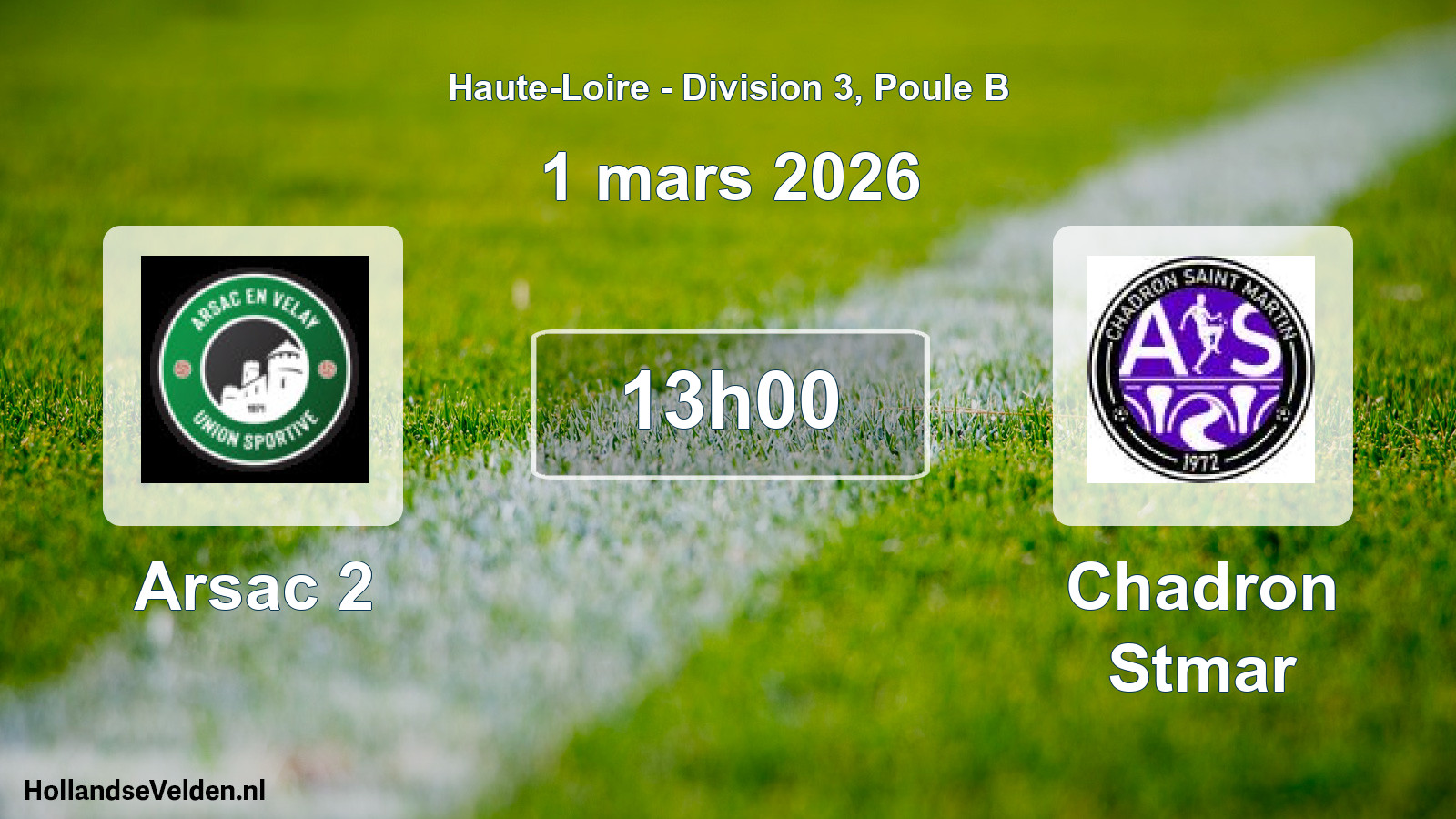 Match programmé: Arsac 2 - Chadron Stmar (1 mars 2026)
