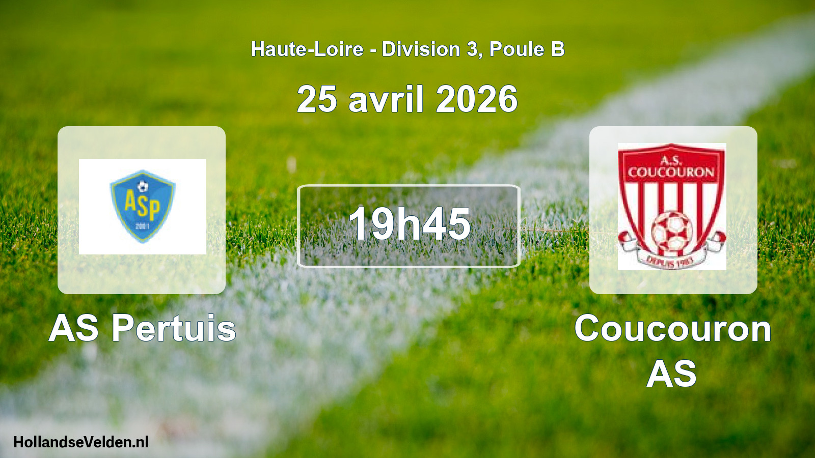 Match programmé: AS Pertuis - Coucouron AS (25 avril 2026)