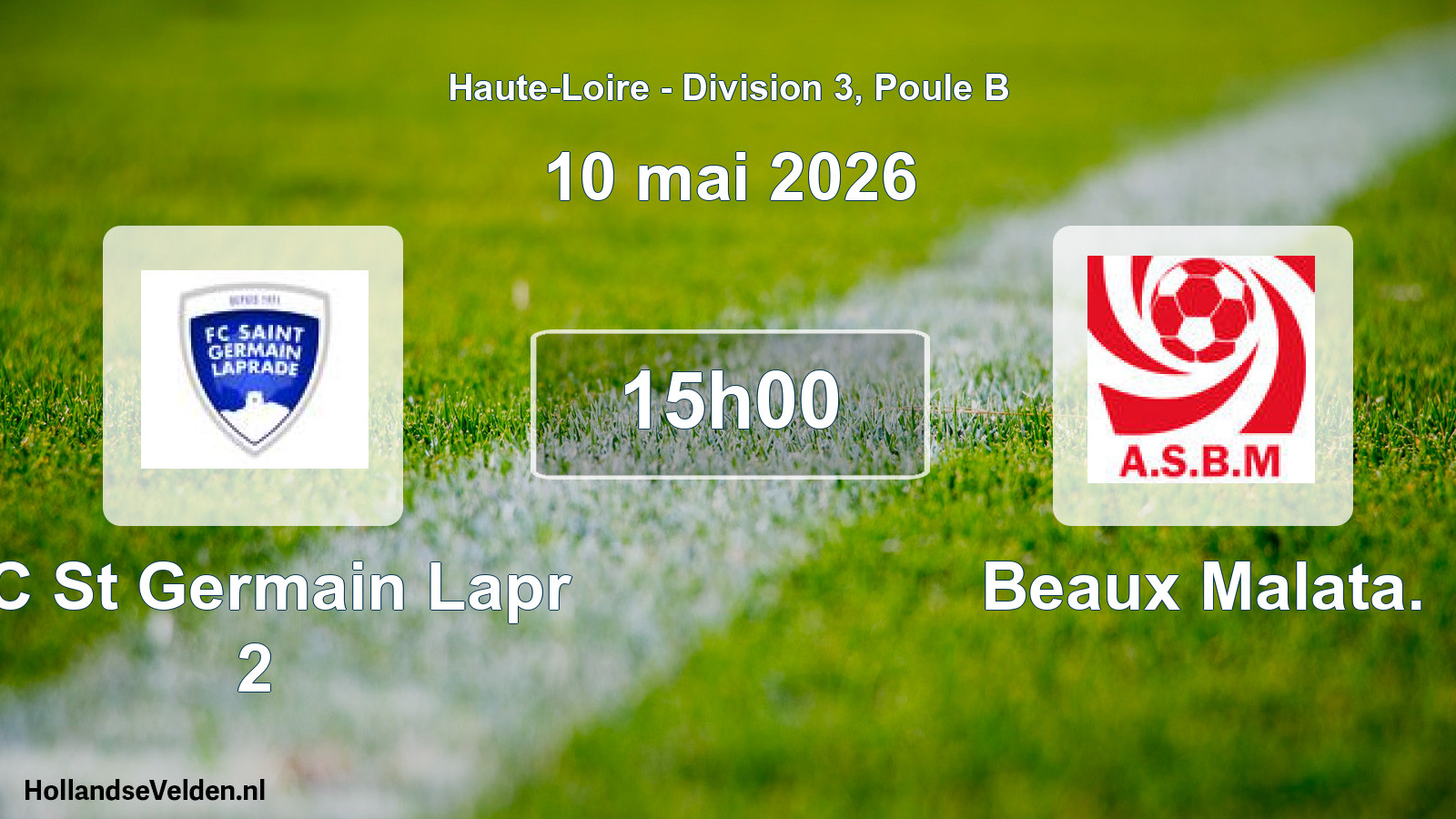 Match programmé: FC St Germain Lapr 2 - Beaux Malata. (10 mai 2026)