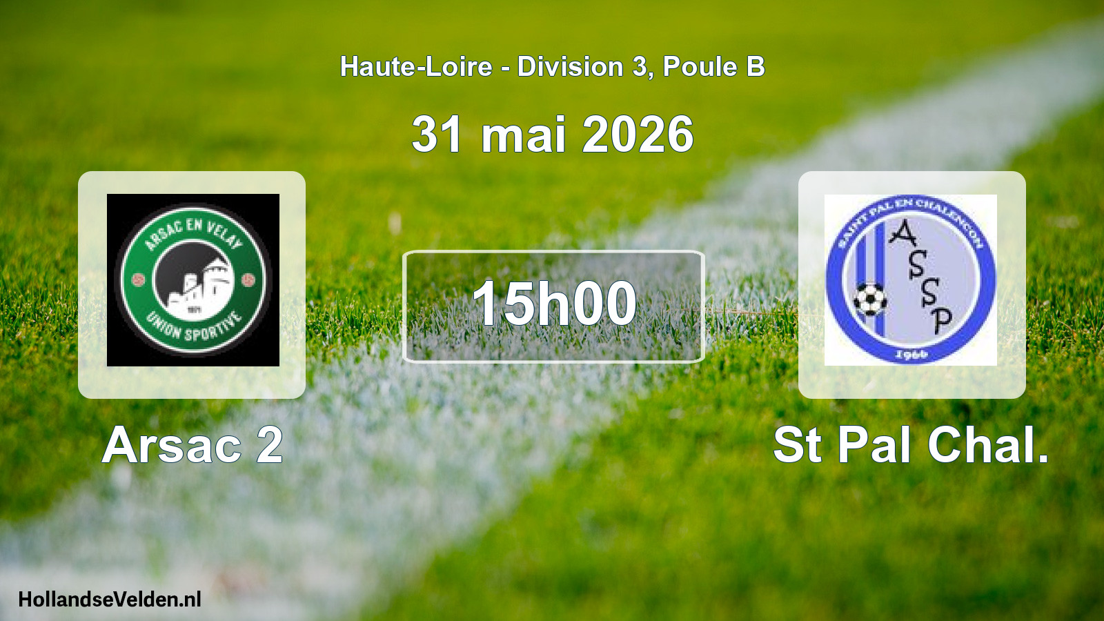 Geplande wedstrijd: Arsac 2 - St Pal Chal. (31 mei 2026)