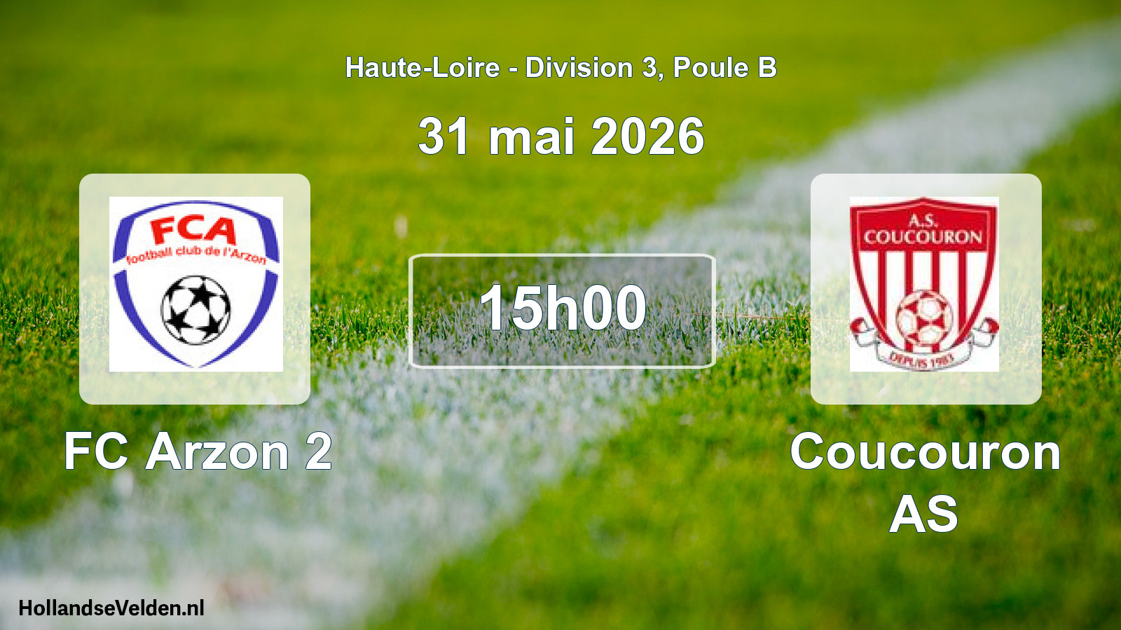 Geplande wedstrijd: FC Arzon 2 - Coucouron AS (31 mei 2026)
