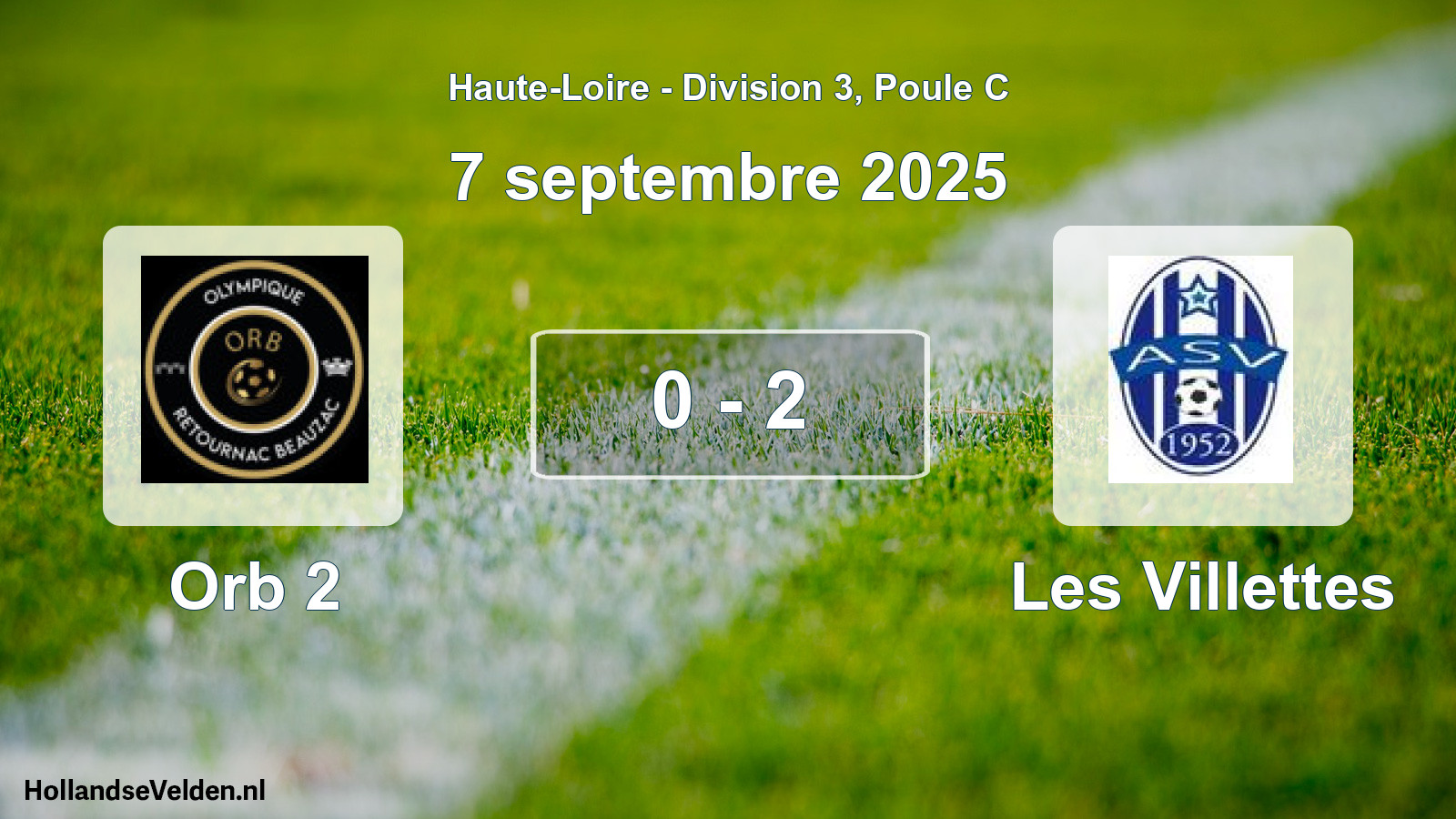 Match joué: Orb 2 - Les Villettes 0 - 2 (7 septembre 2025)