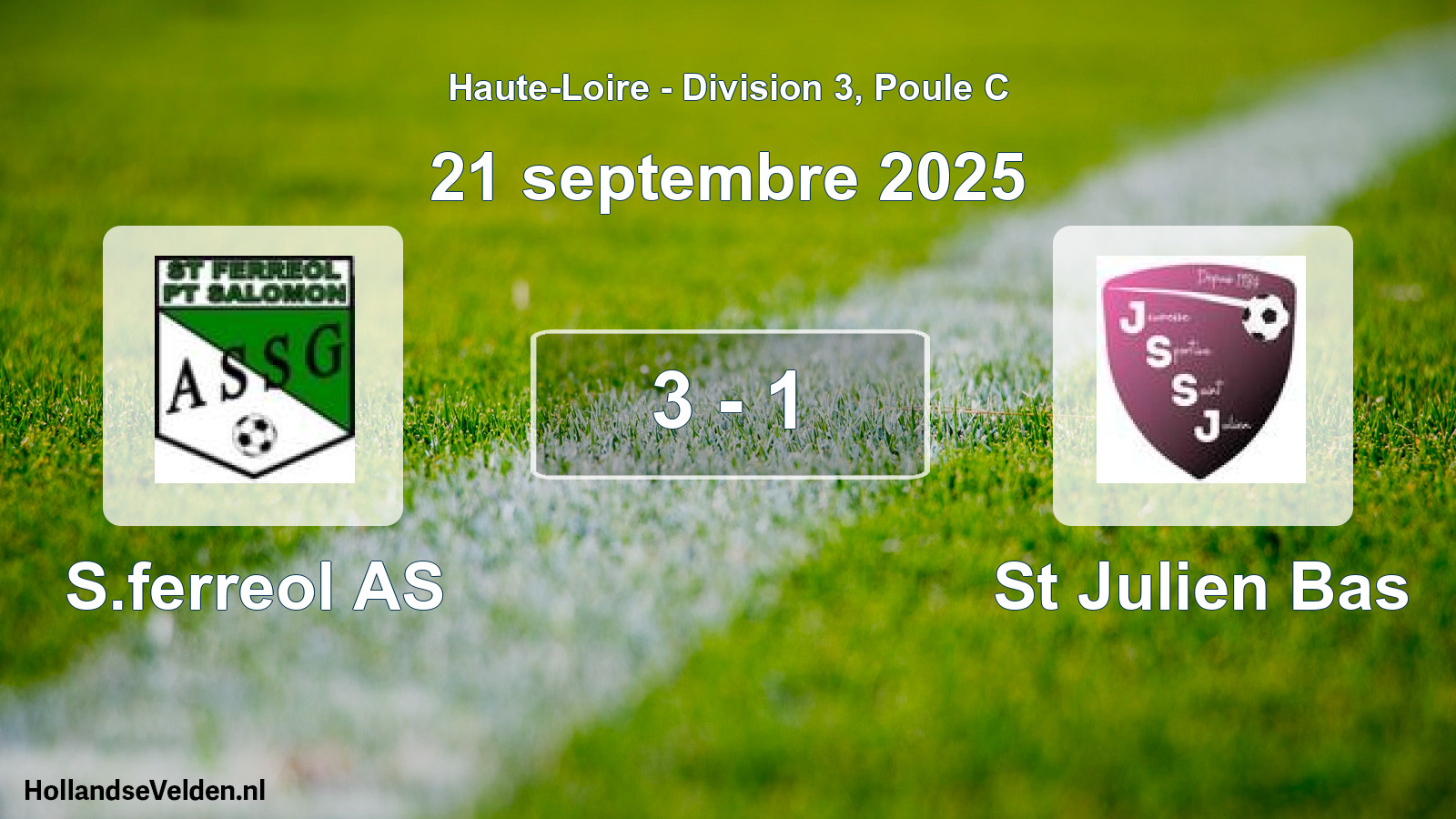 Gespeelde wedstrijd: S.ferreol AS - St Julien Bas 3 - 1 (21 september 2025)