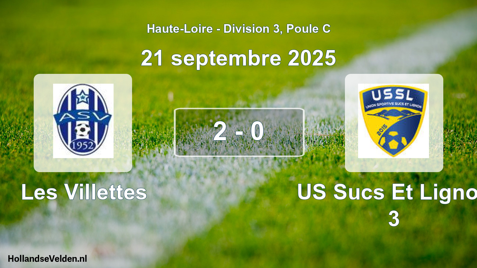 Gespeelde wedstrijd: Les Villettes - US Sucs Et Lignon 3 2 - 0 (21 september 2025)