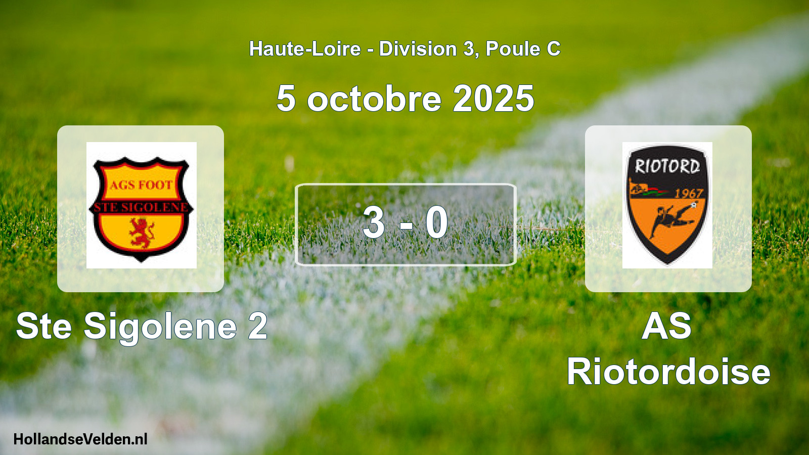 Match joué: Ste Sigolene 2 - AS Riotordoise 3 - 0 (5 octobre 2025)
