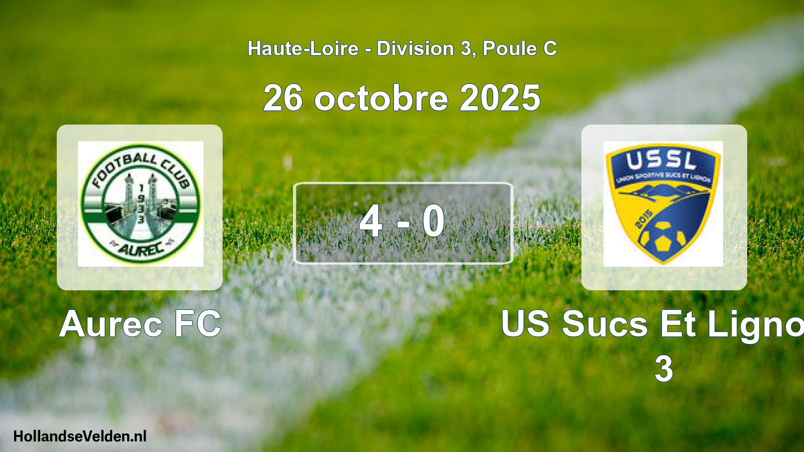Gespeelde wedstrijd: Aurec FC - US Sucs Et Lignon 3 4 - 0 (26 oktober 2025)