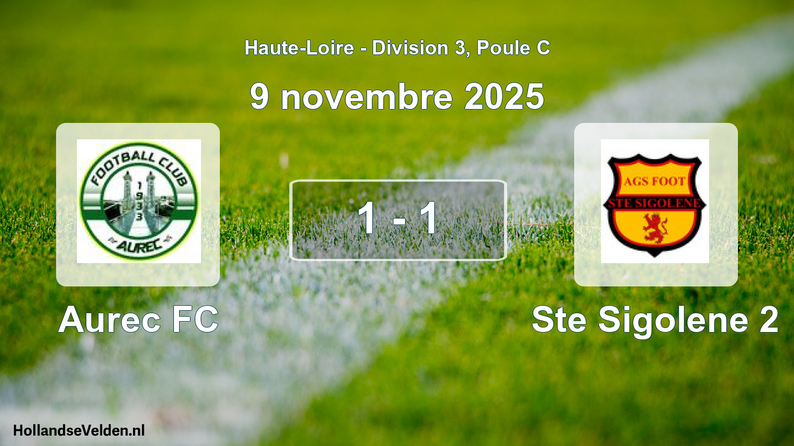 Gespeelde wedstrijd: Aurec FC - Ste Sigolene 2 1 - 1 (9 november 2025)