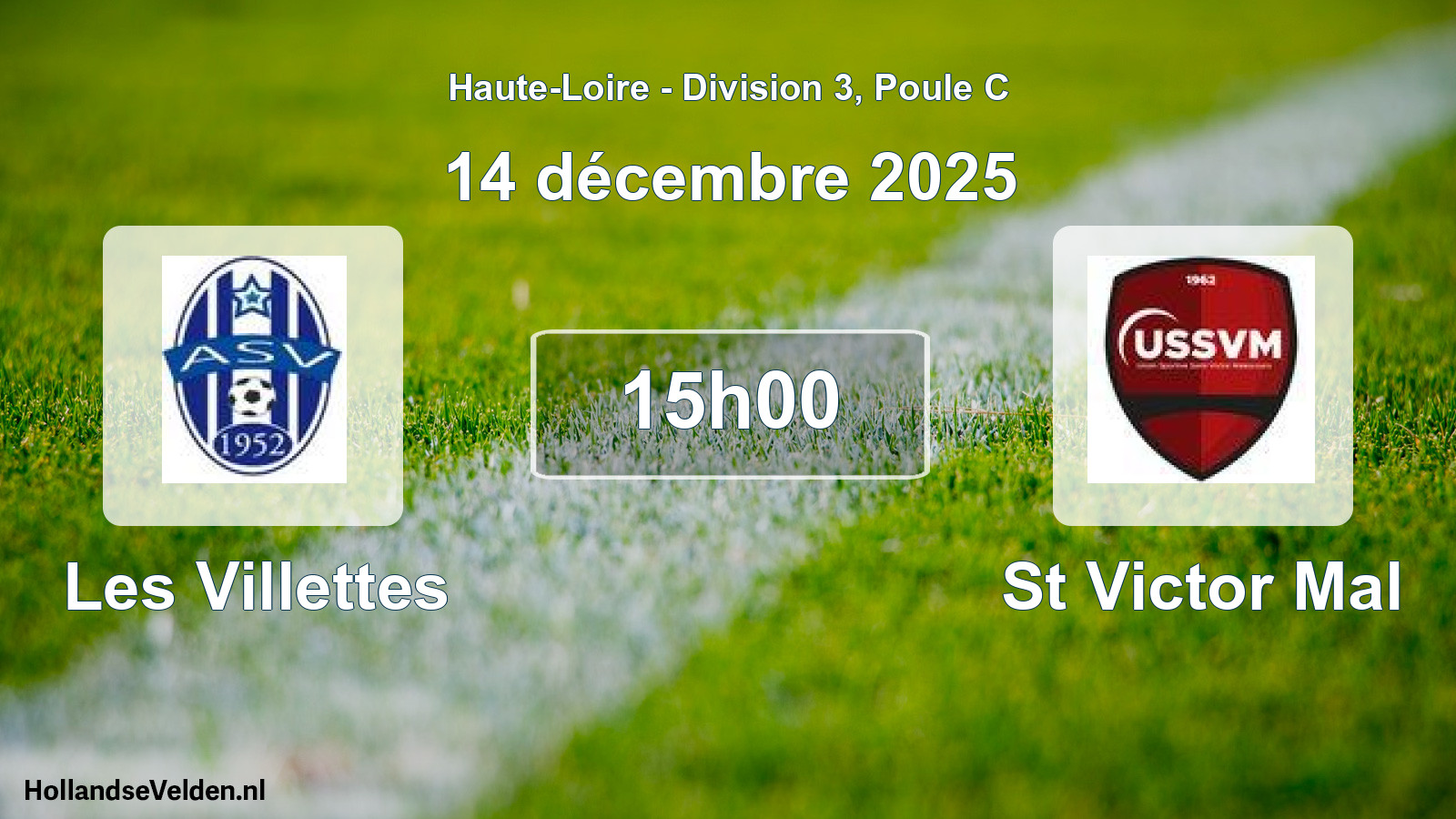 Match programmé: Les Villettes - St Victor Mal (14 décembre 2025)