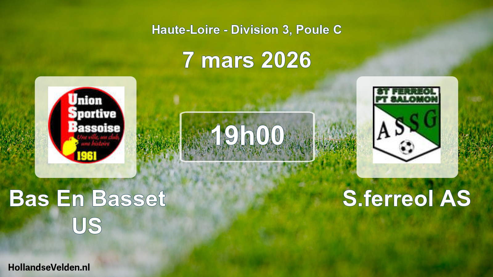 Geplande wedstrijd: Bas En Basset US - S.ferreol AS (7 maart 2026)