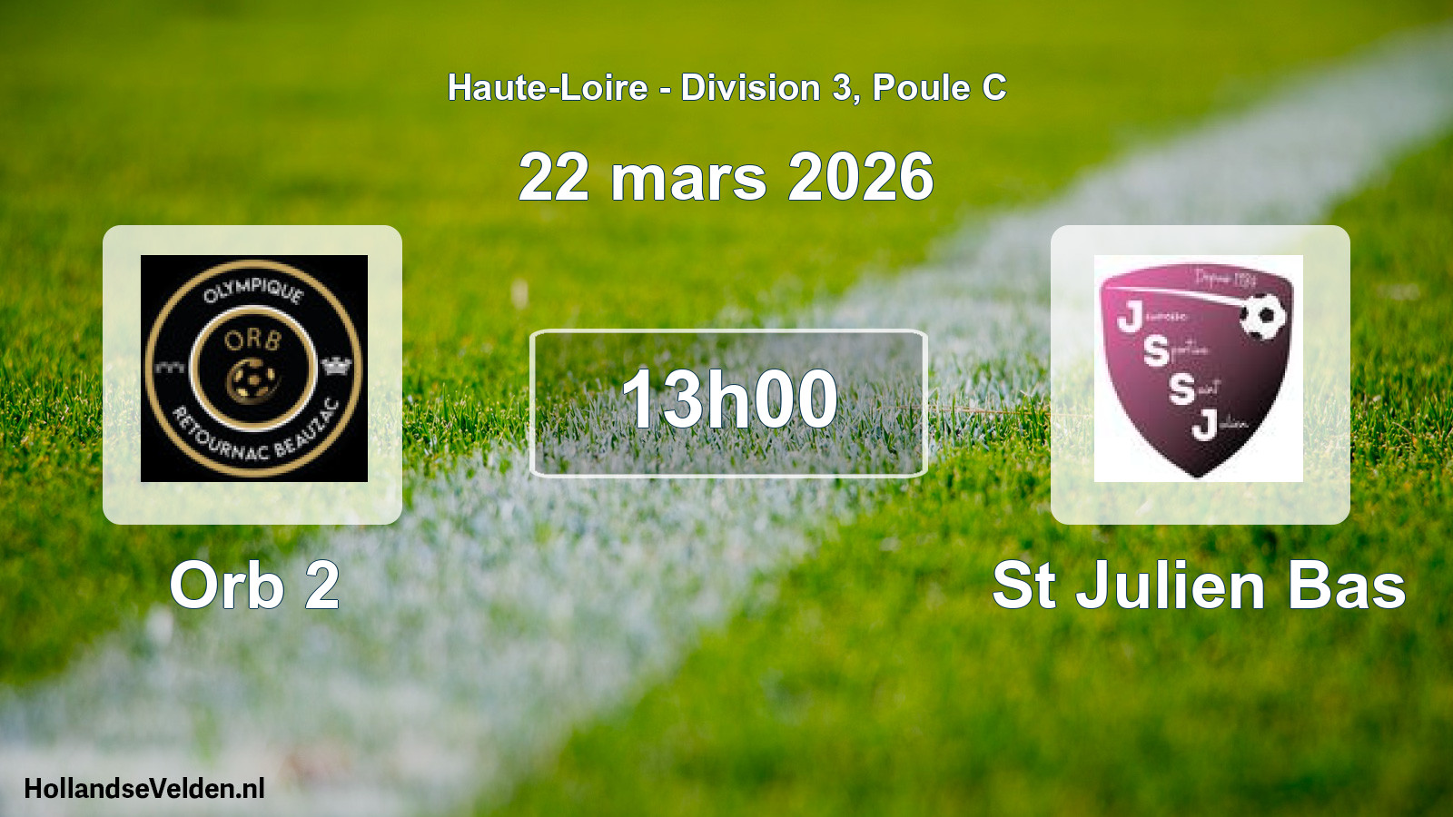 Match programmé: Orb 2 - St Julien Bas (22 mars 2026)