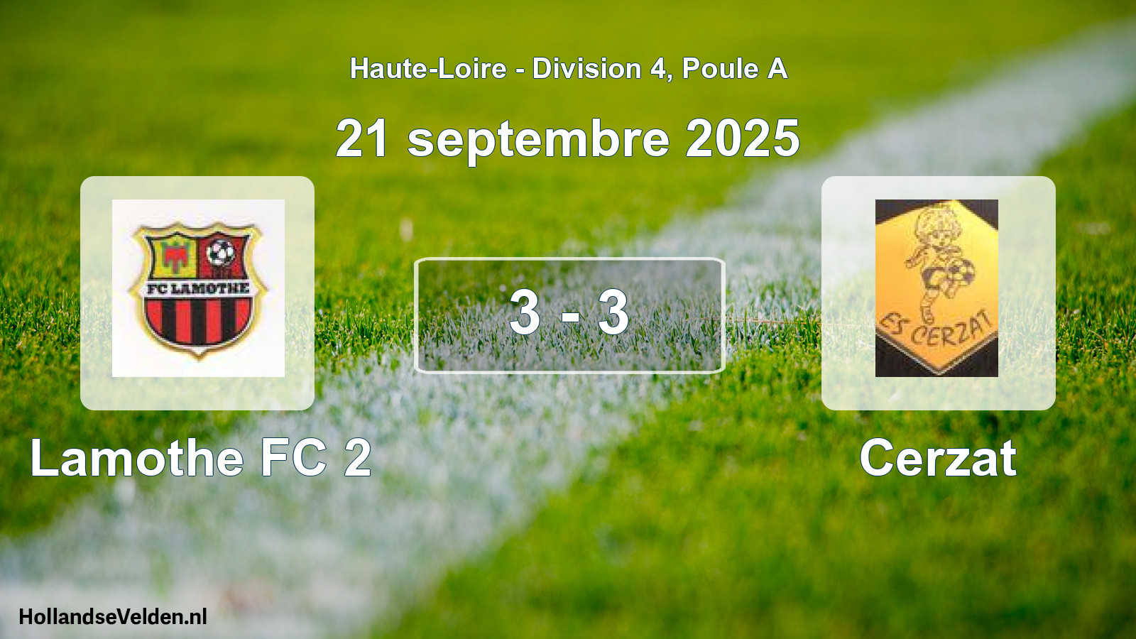Match joué: Lamothe FC 2 - Cerzat 3 - 3 (21 septembre 2025)