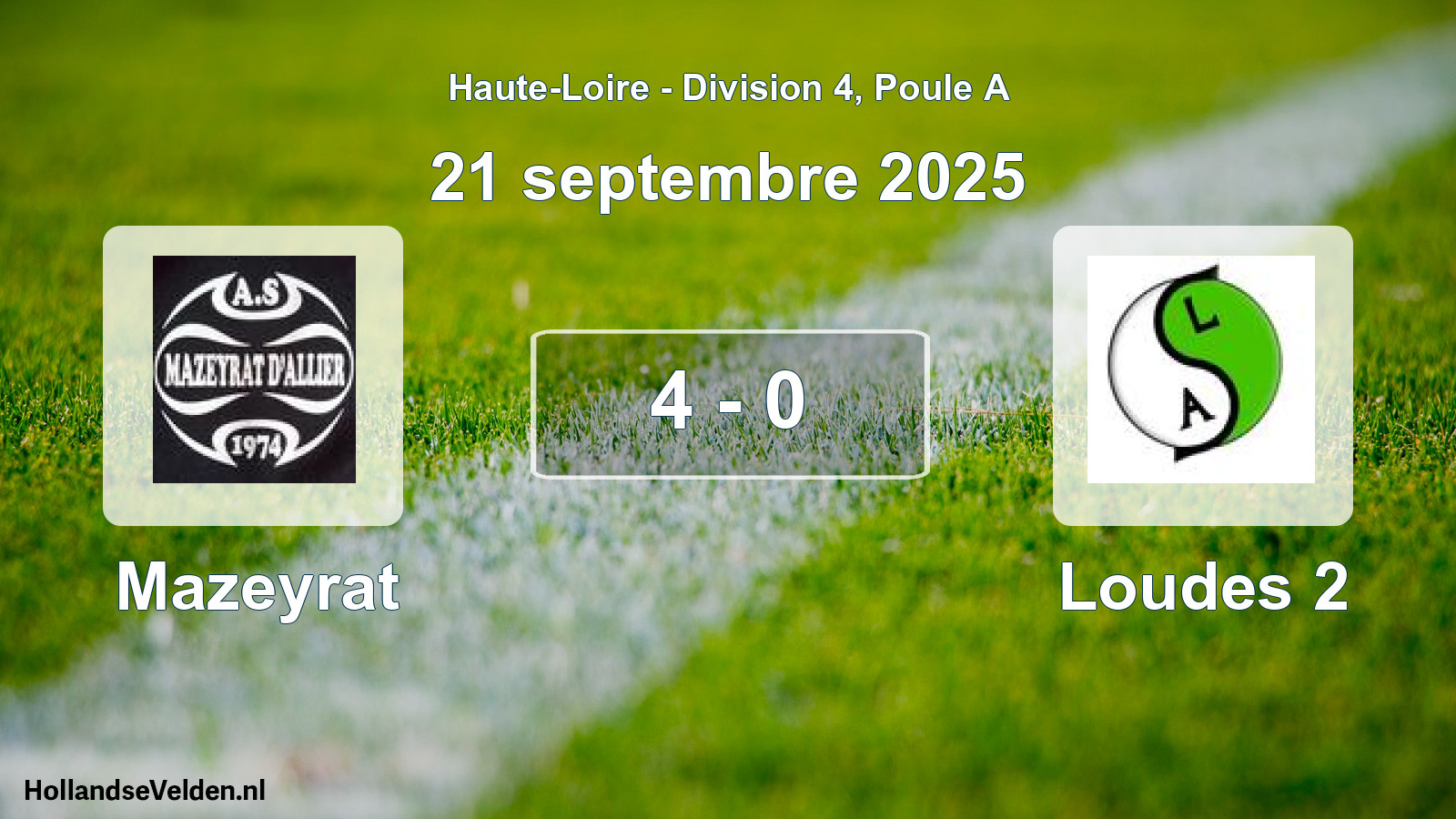 Gespeelde wedstrijd: Mazeyrat - Loudes 2 4 - 0 (21 september 2025)