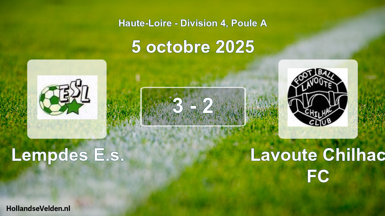 Gespeelde wedstrijd: Lempdes E.s. - Lavoute Chilhac FC 3 - 2 (5 oktober 2025)