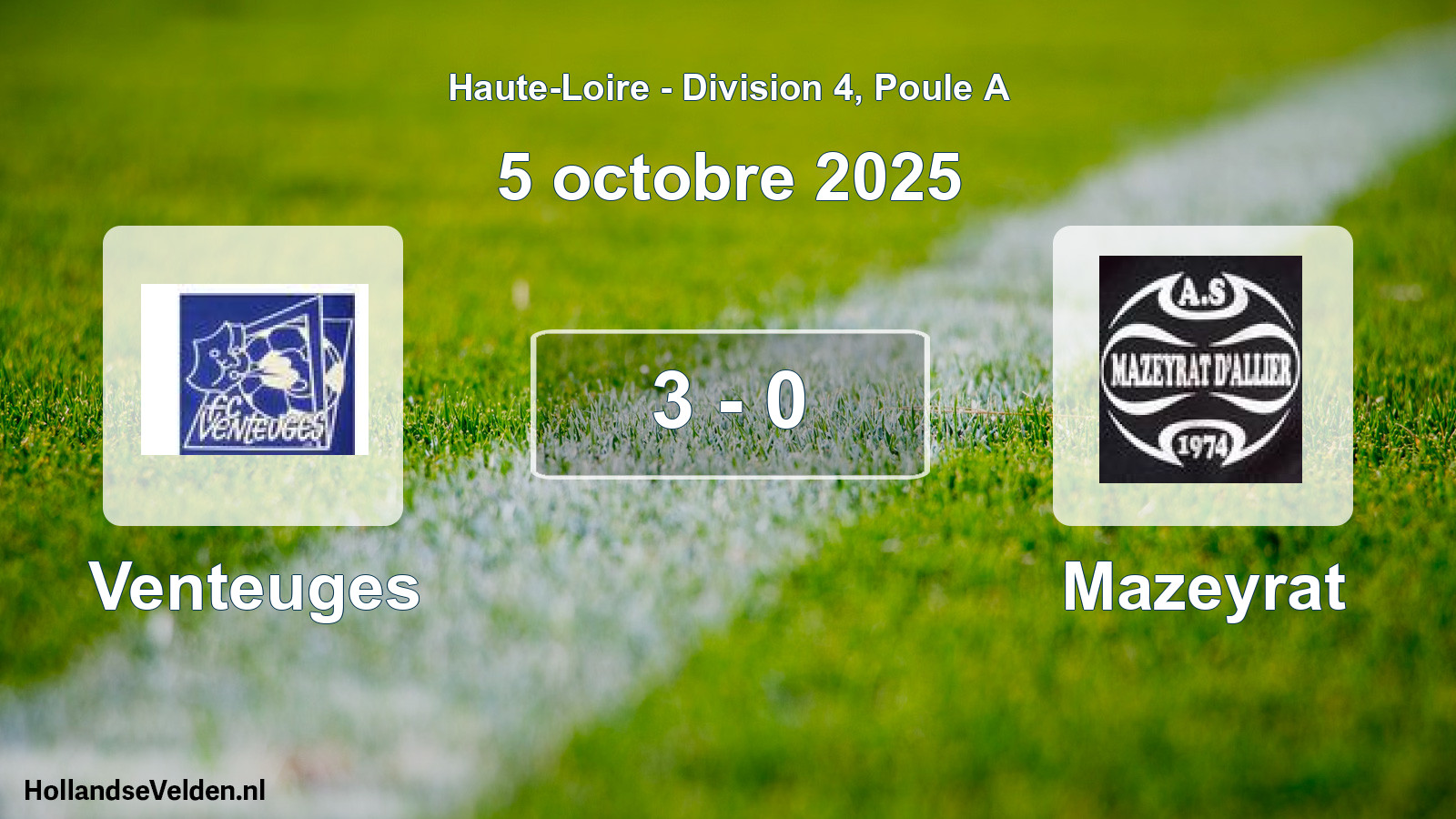 Total number of matches played: Venteuges - Mazeyrat 3 - 0 (5 October 2025)