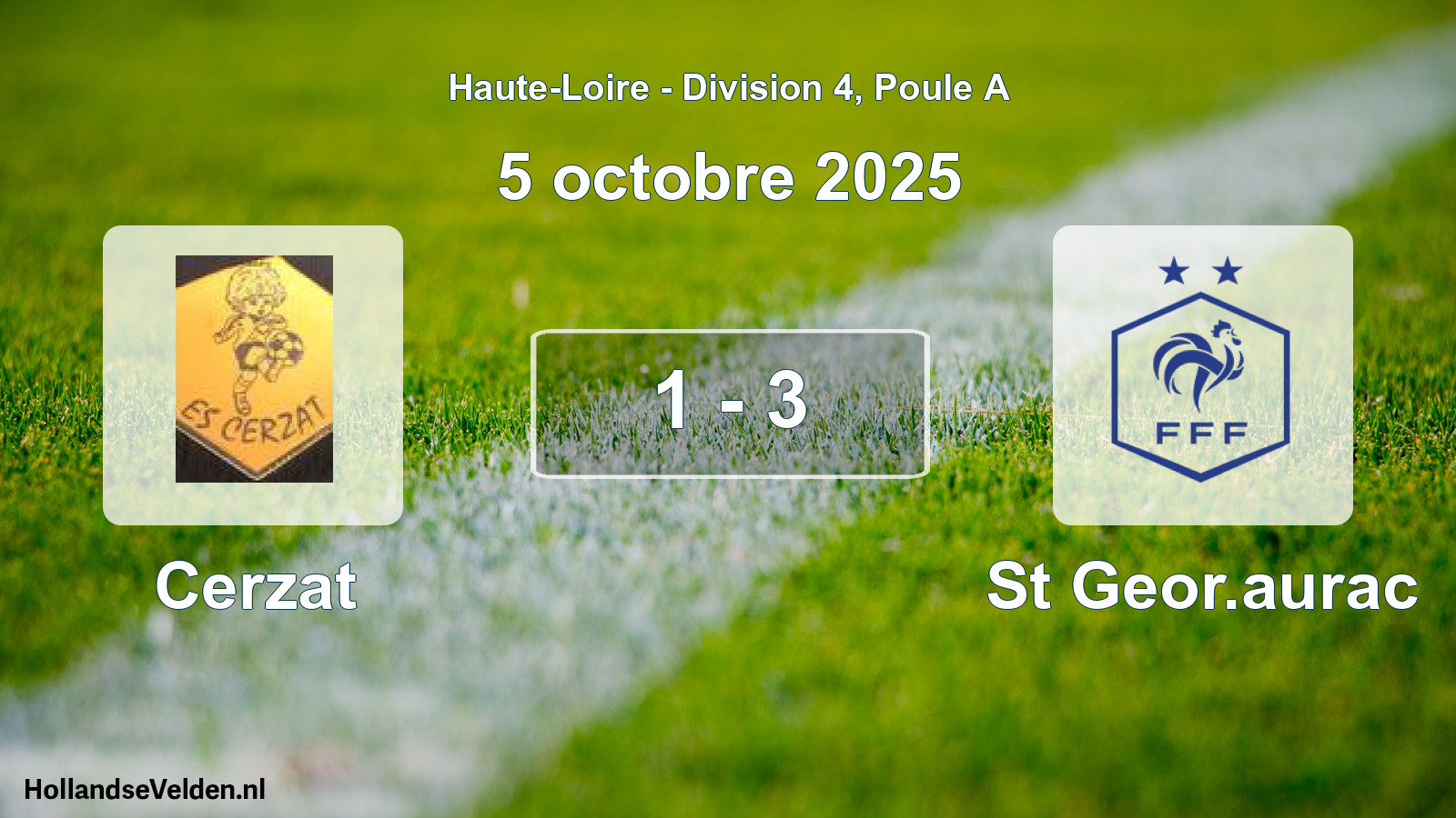 Gespeelde wedstrijd: Cerzat - St Geor.aurac 1 - 3 (5 oktober 2025)
