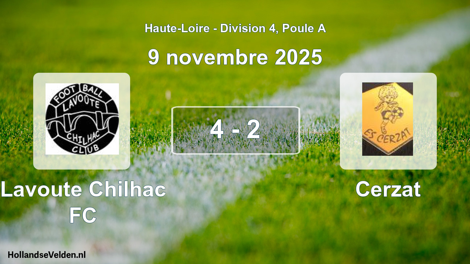Gespeelde wedstrijd: Lavoute Chilhac FC - Cerzat 4 - 2 (9 november 2025)