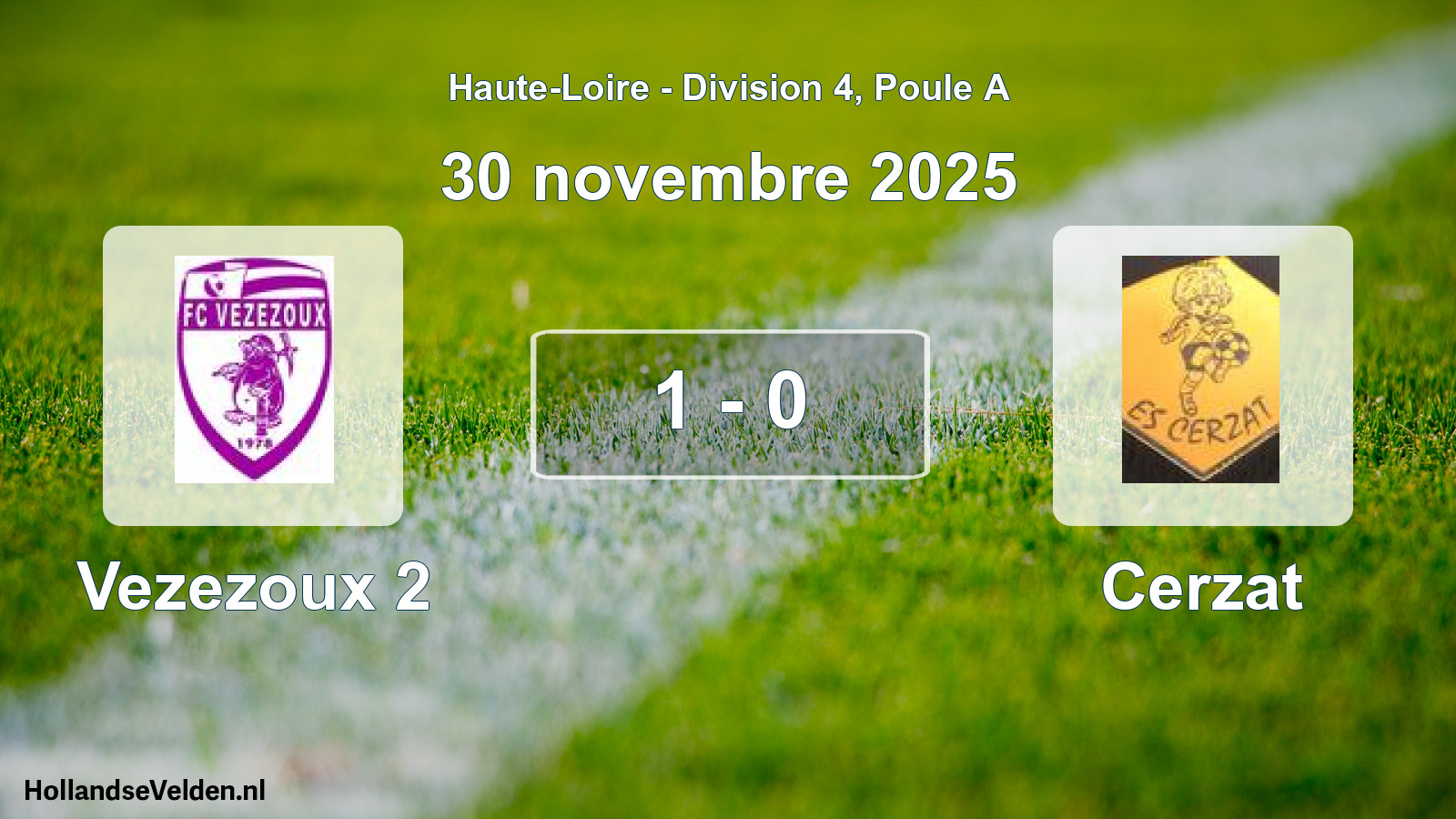 Match joué: Vezezoux 2 - Cerzat 1 - 0 (30 novembre 2025)