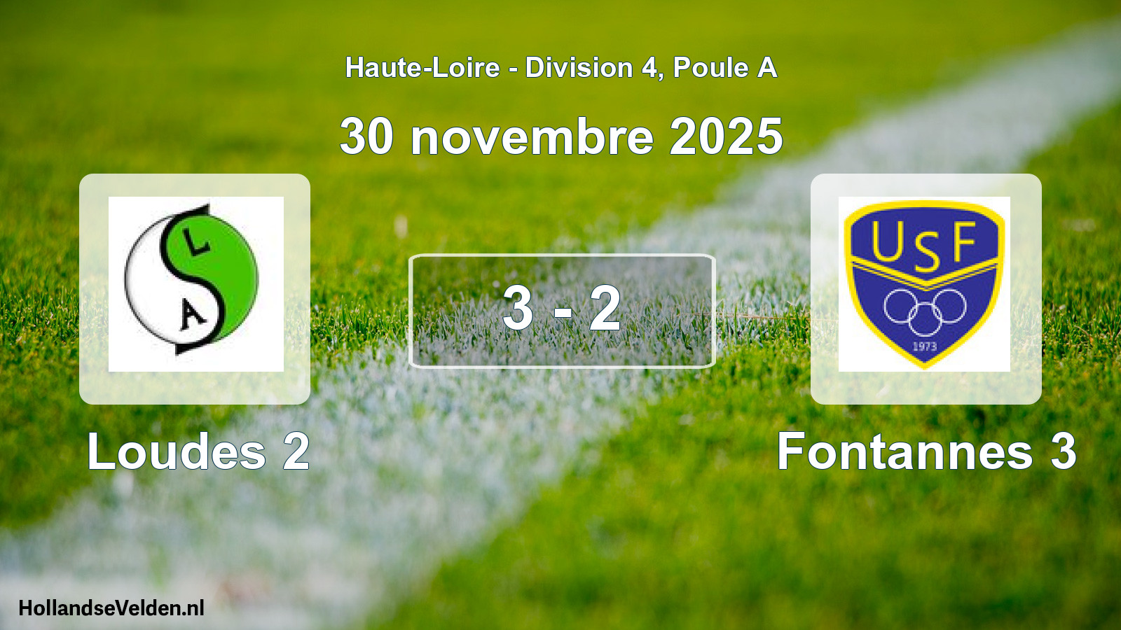 Match joué: Loudes 2 - Fontannes 3 3 - 2 (30 novembre 2025)