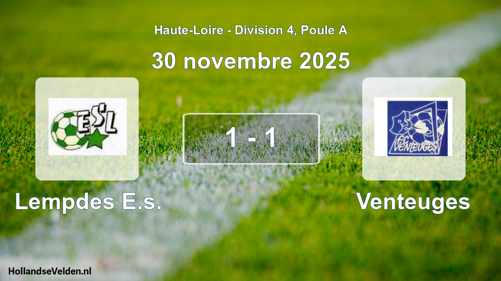Match joué: Lempdes E.s. - Venteuges 1 - 1 (30 novembre 2025)