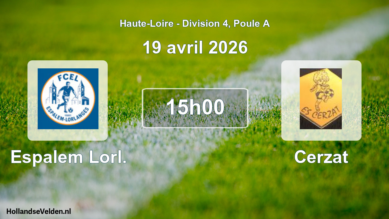 Geplande wedstrijd: Espalem Lorl. - Cerzat (19 april 2026)