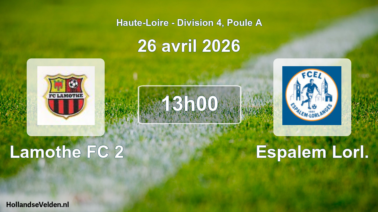 Geplande wedstrijd: Lamothe FC 2 - Espalem Lorl. (26 april 2026)