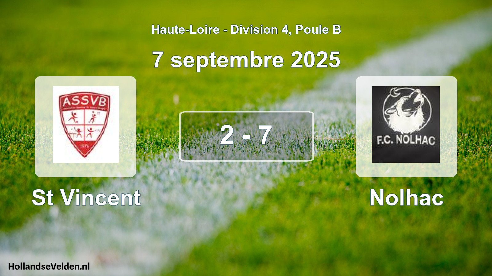 Gespeelde wedstrijd: St Vincent - Nolhac 2 - 7 (7 september 2025)
